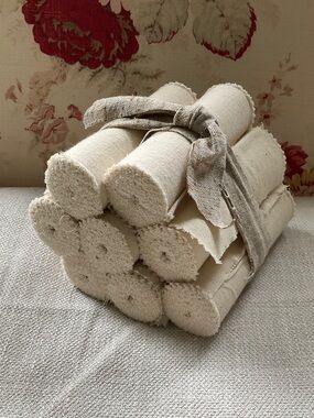 Neutral Rolled Linen Logs Cottage Decor